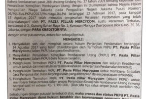 Pengumuman Masa dan Status PKPU PT. Pazia